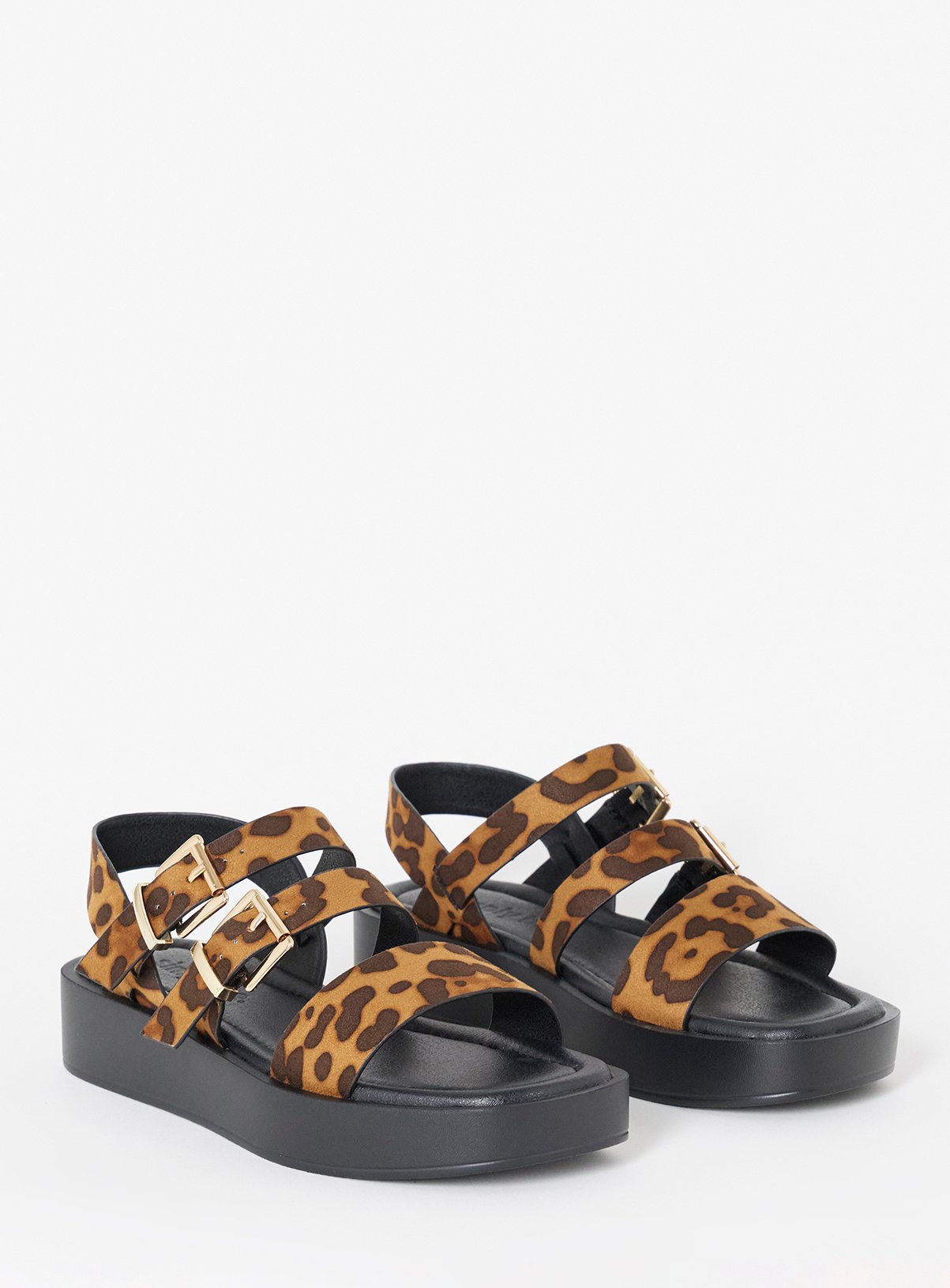 SIMPLY BE Triple Strap Leopard Comfort Sandals Wide Fit 5 - Image 2 thumbnail